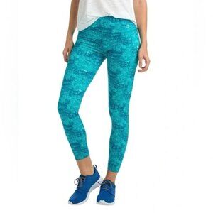 Vineyard Vines Performance Leggings Small Blue Green Logo Pickle Ball Yoga Pants